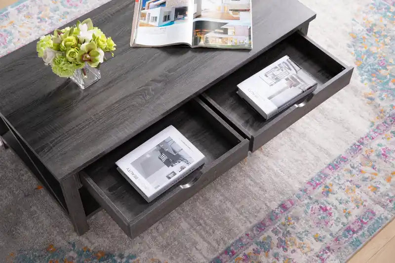 Jake 47.25 Rustic 2-Pack Coffee + End Table with Storage and Shelf - Distressed Grey