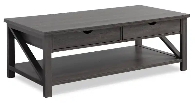 Jake 47.25 Rustic 2-Pack Coffee + End Table with Storage and Shelf - Distressed Grey