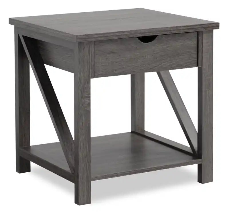 Jake 47.25 Rustic 2-Pack Coffee + End Table with Storage and Shelf - Distressed Grey