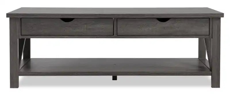 Jake 47.25 Rustic 2-Pack Coffee + End Table with Storage and Shelf - Distressed Grey