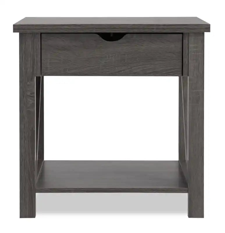 Jake 47.25 Rustic 2-Pack Coffee + End Table with Storage and Shelf - Distressed Grey