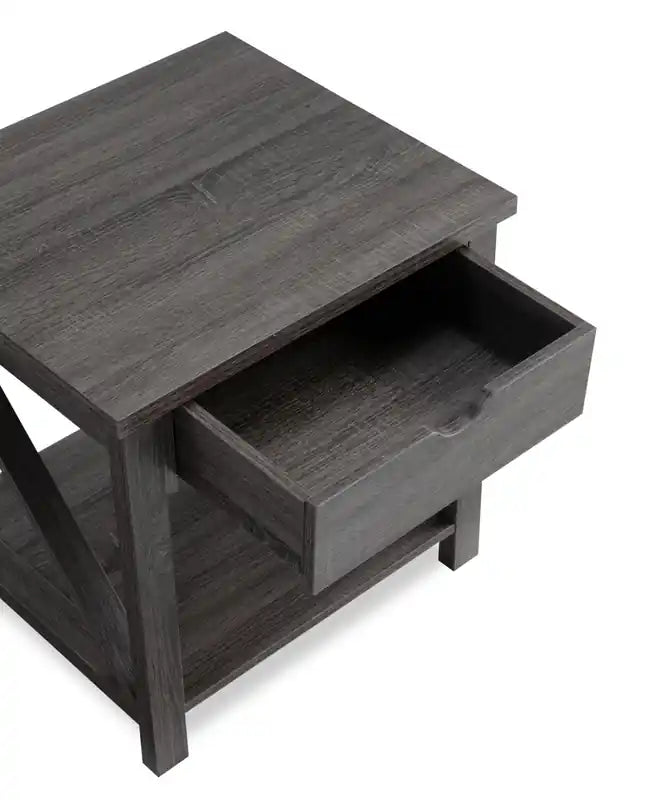 Jake 47.25 Rustic 2-Pack Coffee + End Table with Storage and Shelf - Distressed Grey
