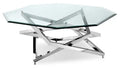 Konstanz 40 Glam Octagon Glass Top Coffee Table - Silver with Metal Base