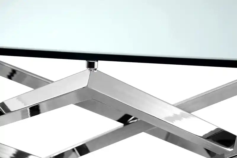 Konstanz 40 Glam Octagon Glass Top Coffee Table - Silver with Metal Base