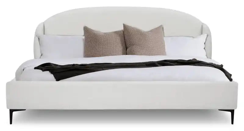 Luna Upholstered Wingback Bed in White Fabric
