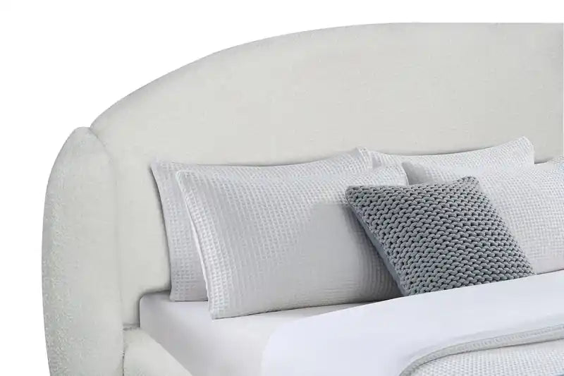 Luna Upholstered Wingback Bed in White Fabric