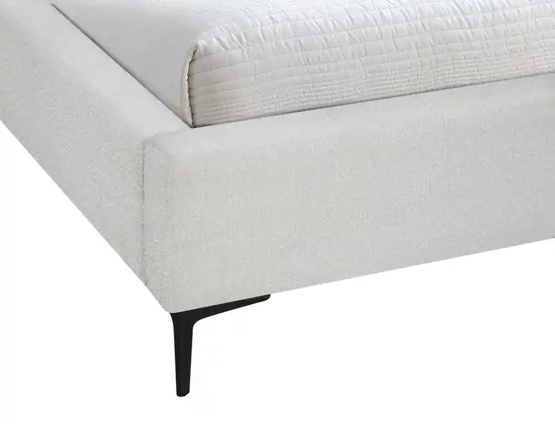 Luna Upholstered Wingback Bed in White Fabric