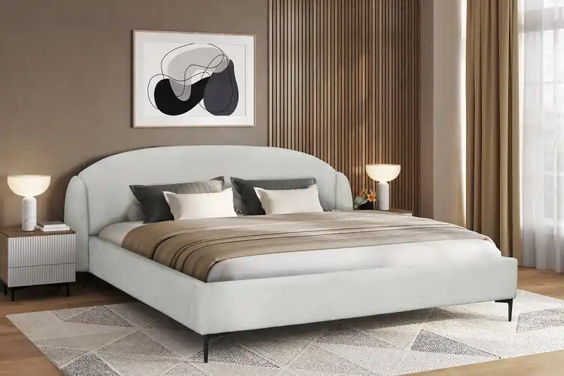 Luna Upholstered Wingback Bed in White Fabric