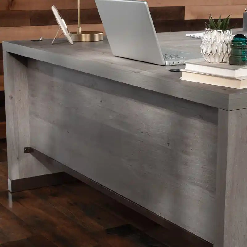 Manhattan Gate 65.98 Commercial Grade L-Shaped Office Desk with 2-Drawers - Mystic Oak