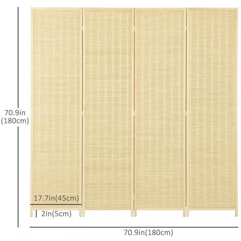 Homcom 6 Ft 4 Panel Room Divider Screens With Hand Woven Bamboo