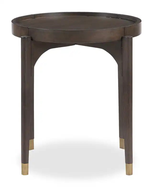Neeva 24 Modern Round End Table - Dark Brown Birch