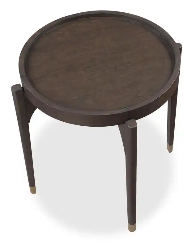 Neeva 24 Modern Round End Table - Dark Brown Birch