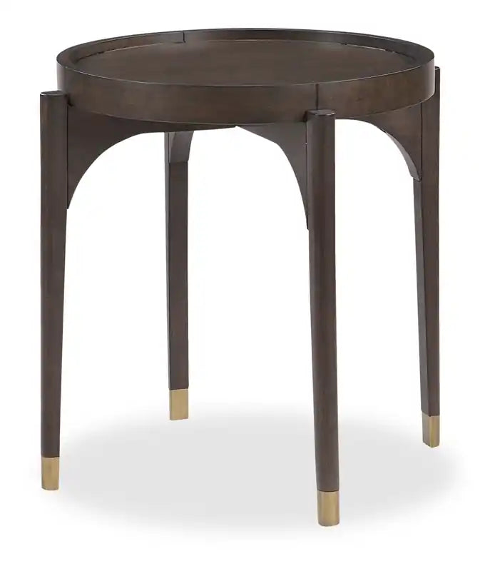 Neeva 24 Modern Round End Table - Dark Brown Birch