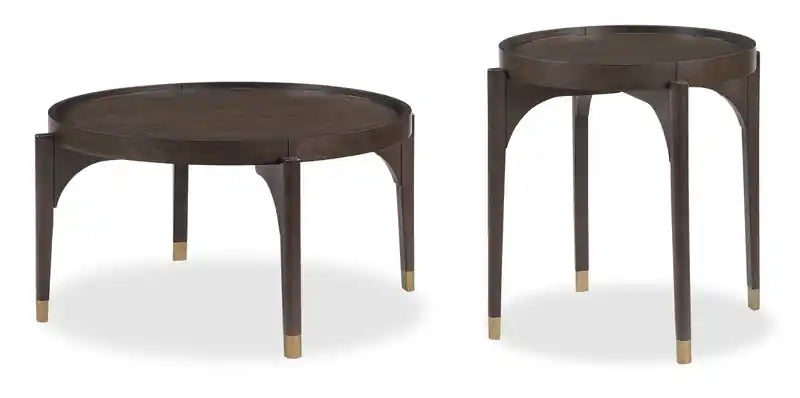 Neeva 24 Modern Round End Table - Dark Brown Birch
