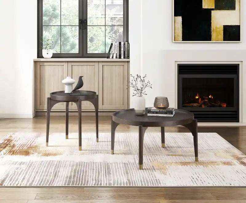 Neeva 24 Modern Round End Table - Dark Brown Birch