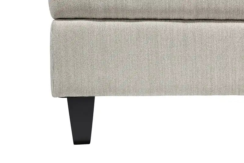 Made in Canada Nofia 44 Chenille Fabric Storage Ottoman with Wood Legs - Linen Beige