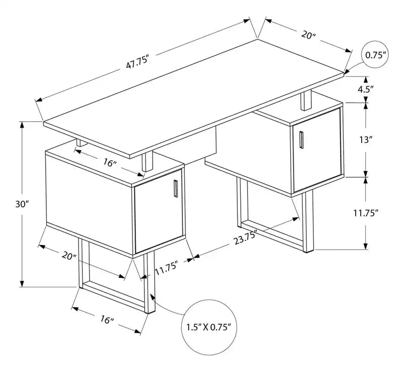 Rafa 47.75 Office Desk with 2 Storage Cabinets