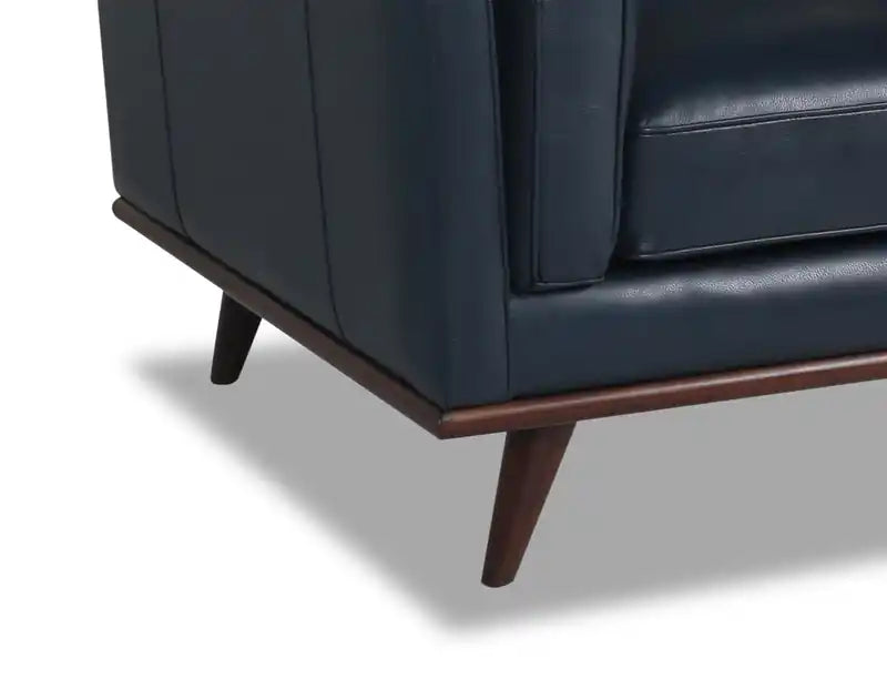 Vivia 63 Genuine Leather Loveseat with Removable Seat Cushions and Wood Base - Caramel Brown